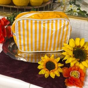 VTG 1980’s “Giorgio” Striped Yellow and White Cosmetic Bag